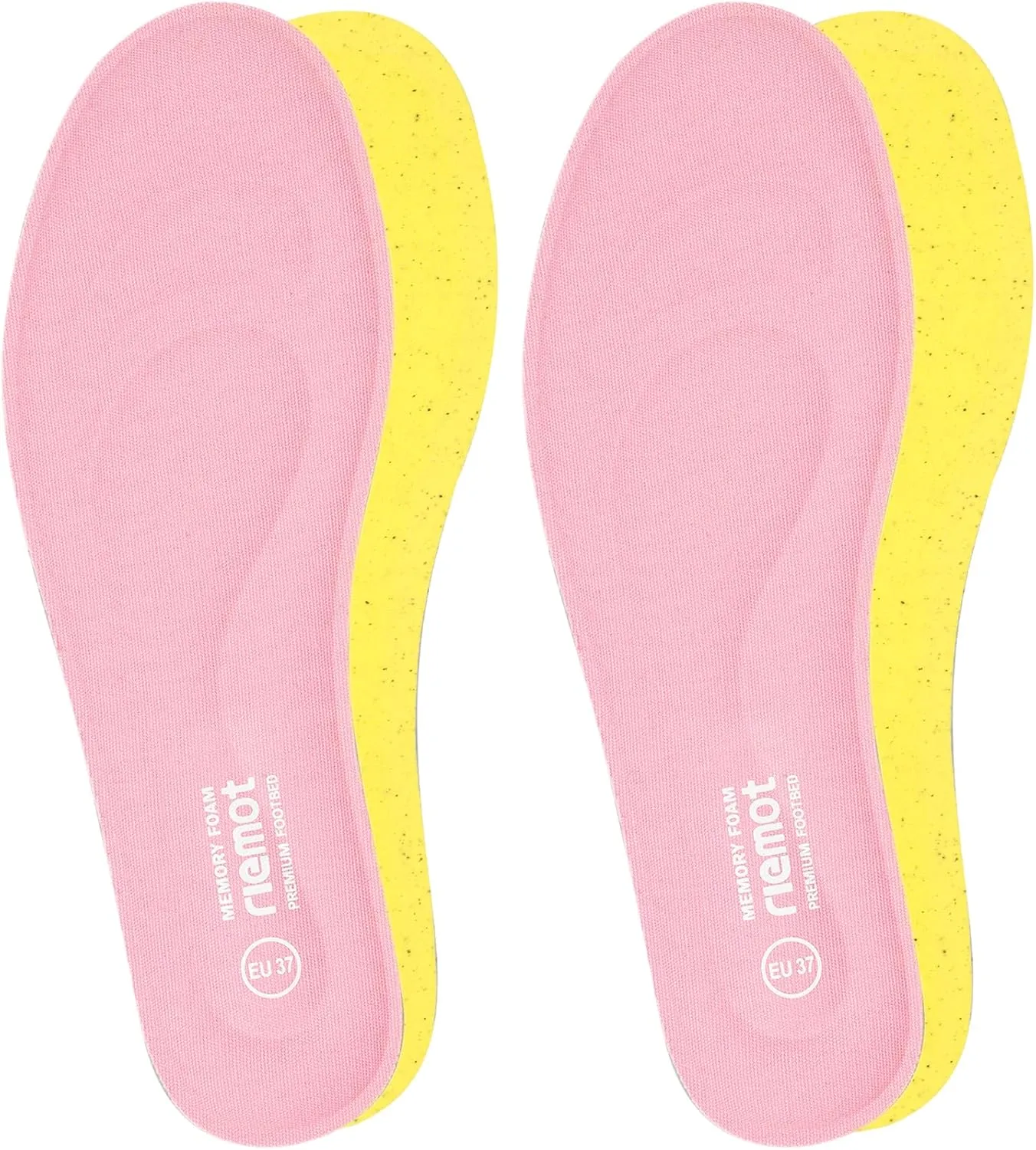 riemot 2 Pairs Memory Foam Insoles for Women Replacement Shoe Inserts for Work Boot,Sneaker,Comfort Cushion Shoe Insoles,Breathable Inner Soles Shock Absorbing for Foot Pain Relief Pink US8/ EU39
