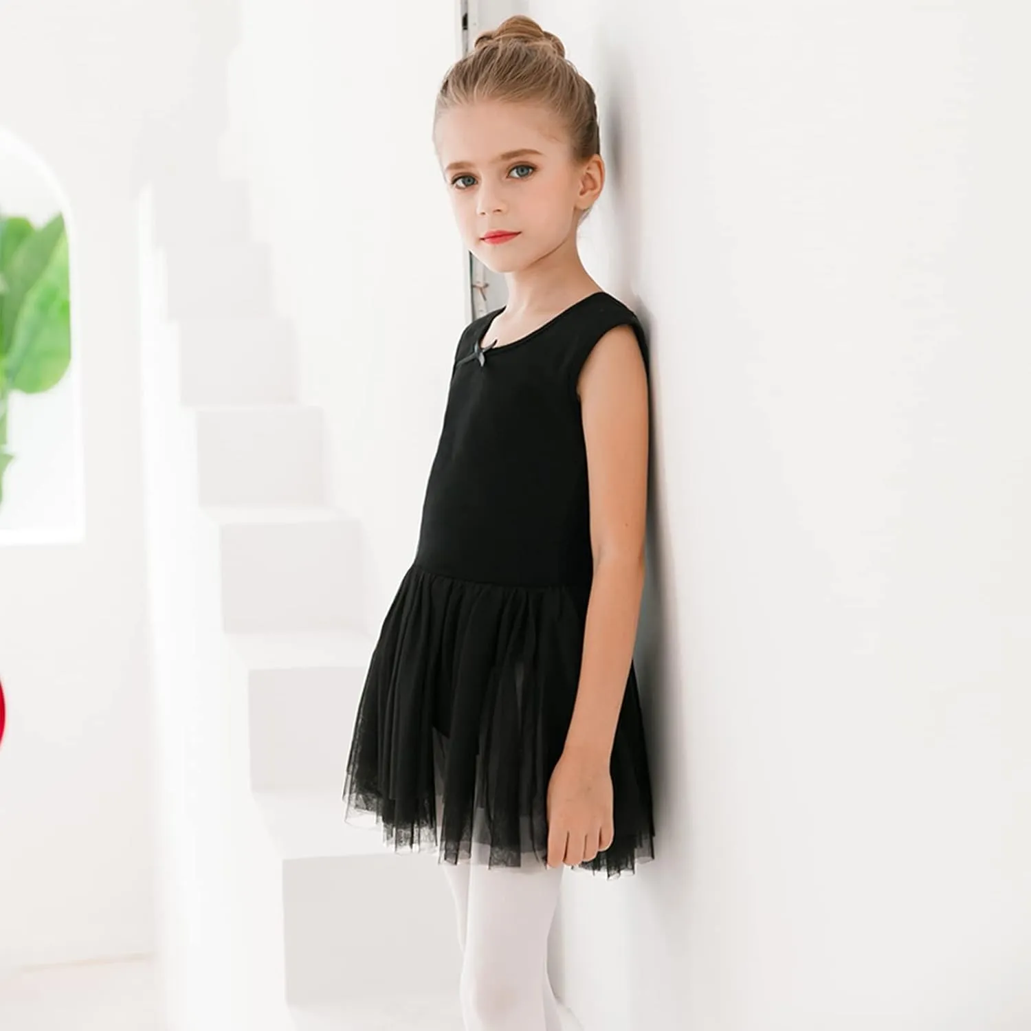 Stelle Puff Sleeve Ballet Leotards for Girls with Sparkly Tutu Skirted Toddler Dance Dress Outfit