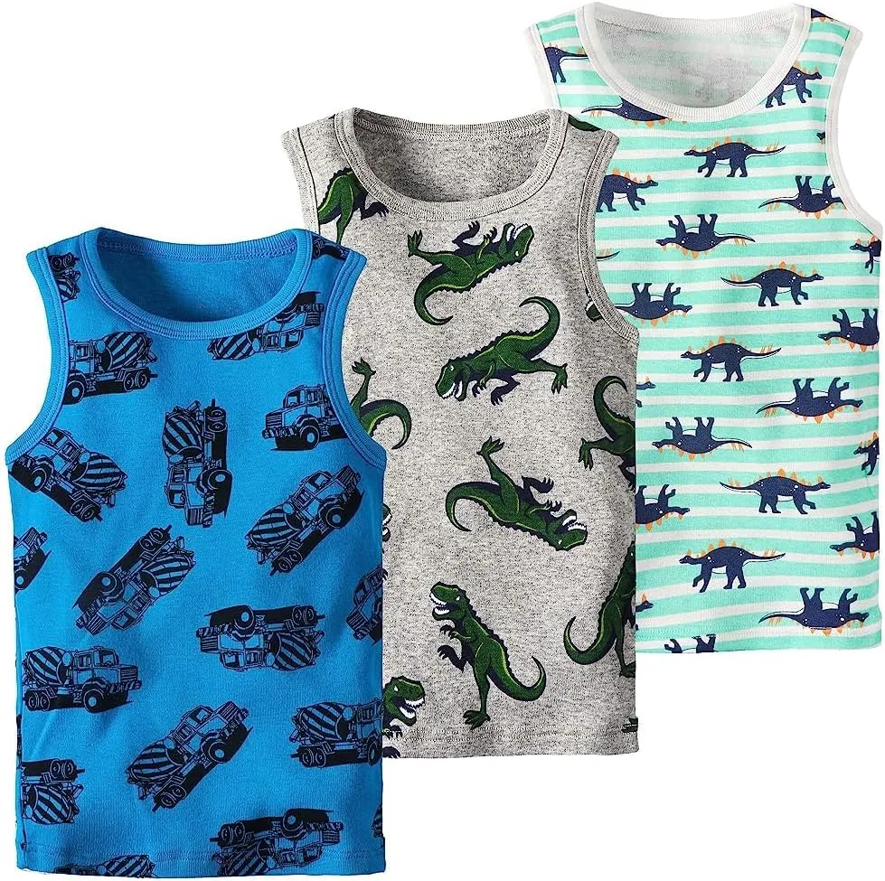 Toddler Baby Boys Tank Soft Cotton Sleeveless Top Undershirts Pack of 3