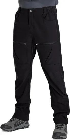 Toomett Mens Winter Hiking Snow Pants Waterproof Insulated Fleece Lined for Skiing Camping Outdoor Softshell Snowboard Pants