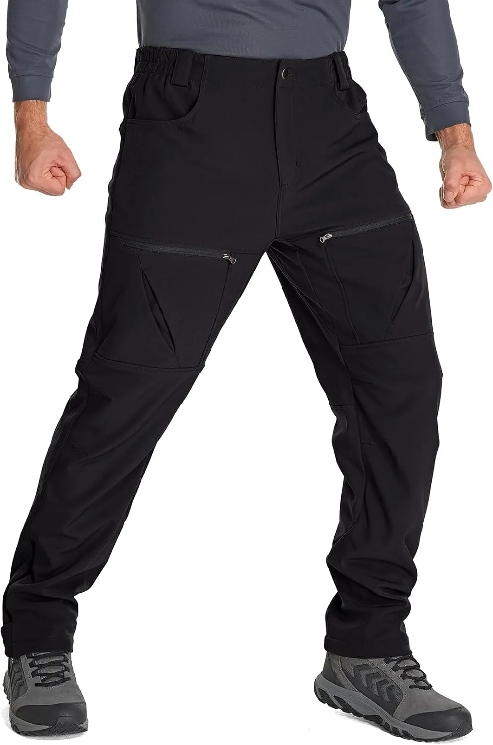 Toomett Mens Winter Hiking Snow Pants Waterproof Insulated Fleece Lined for Skiing Camping Outdoor Softshell Snowboard Pants