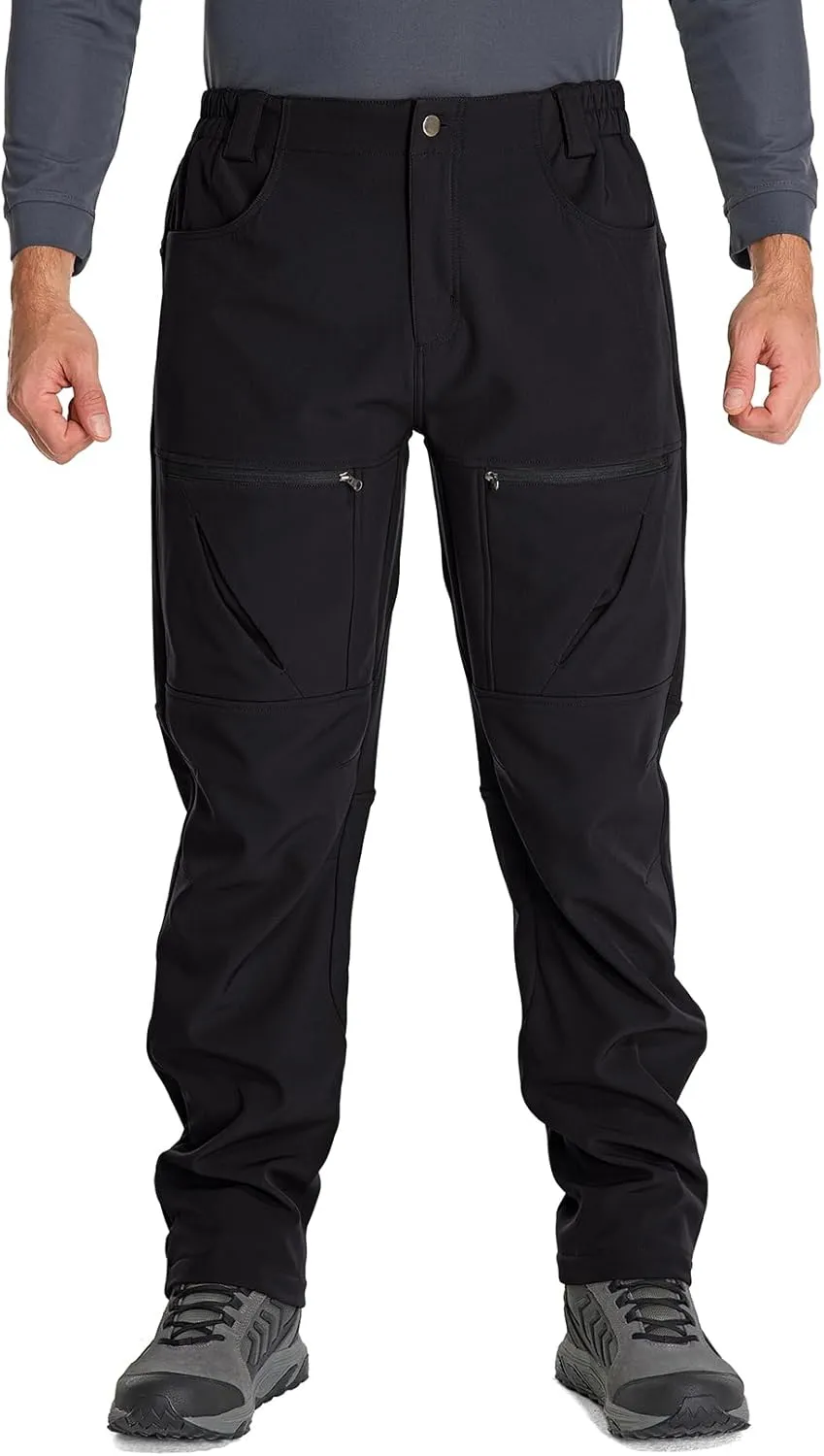 Toomett Mens Winter Hiking Snow Pants Waterproof Insulated Fleece Lined for Skiing Camping Outdoor Softshell Snowboard Pants