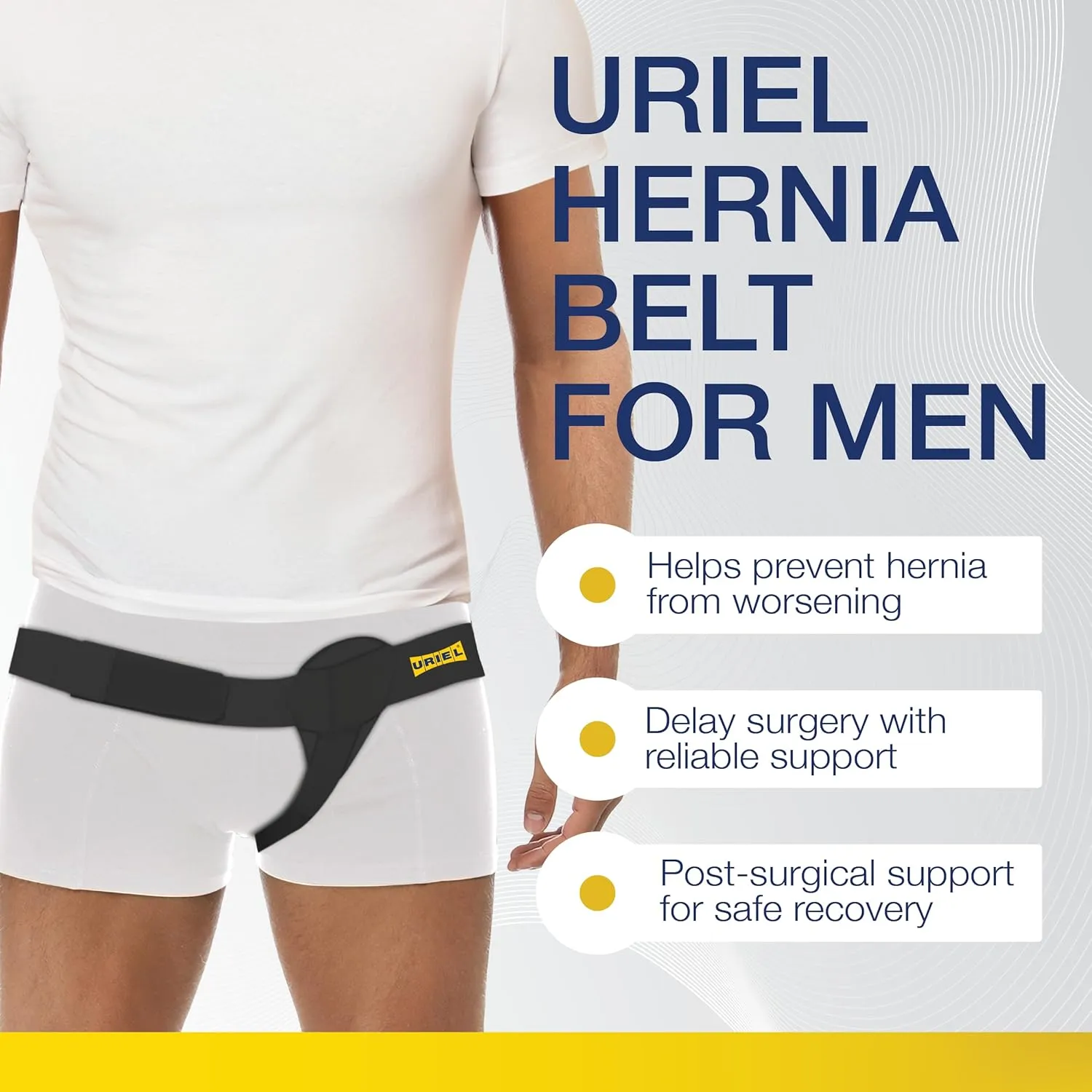 URIEL Left Side Inguinal Hernia Belts for Men  Hernia Support for Men, Pre and Post Surgery Truss, Size Small, Black (31-35 Inches)