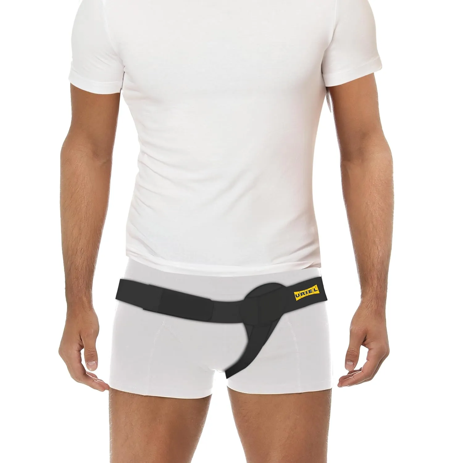 URIEL Left Side Inguinal Hernia Belts for Men  Hernia Support for Men, Pre and Post Surgery Truss, Size Small, Black (31-35 Inches)