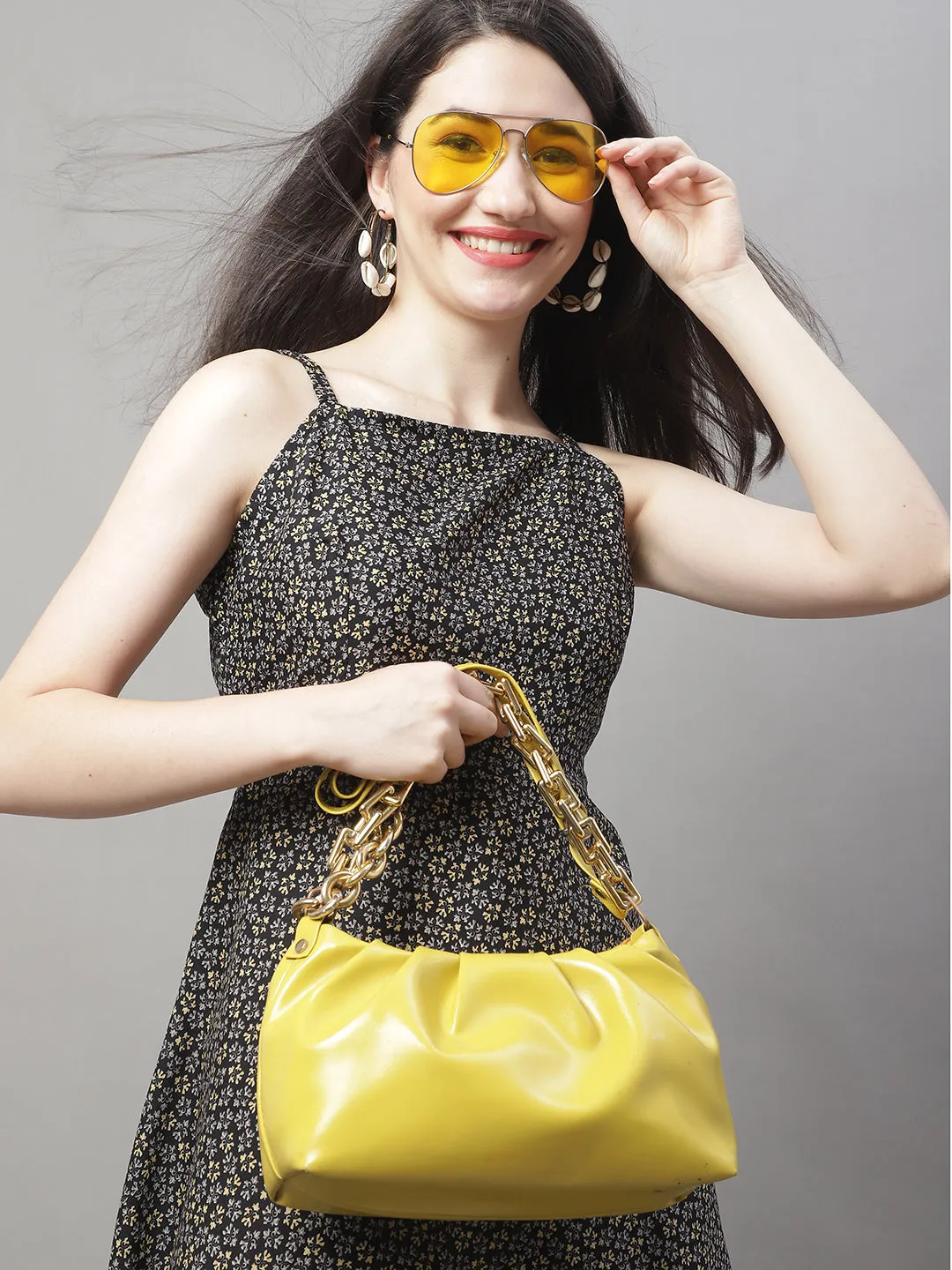 Women Grey Floral Printed A-Line Dresses