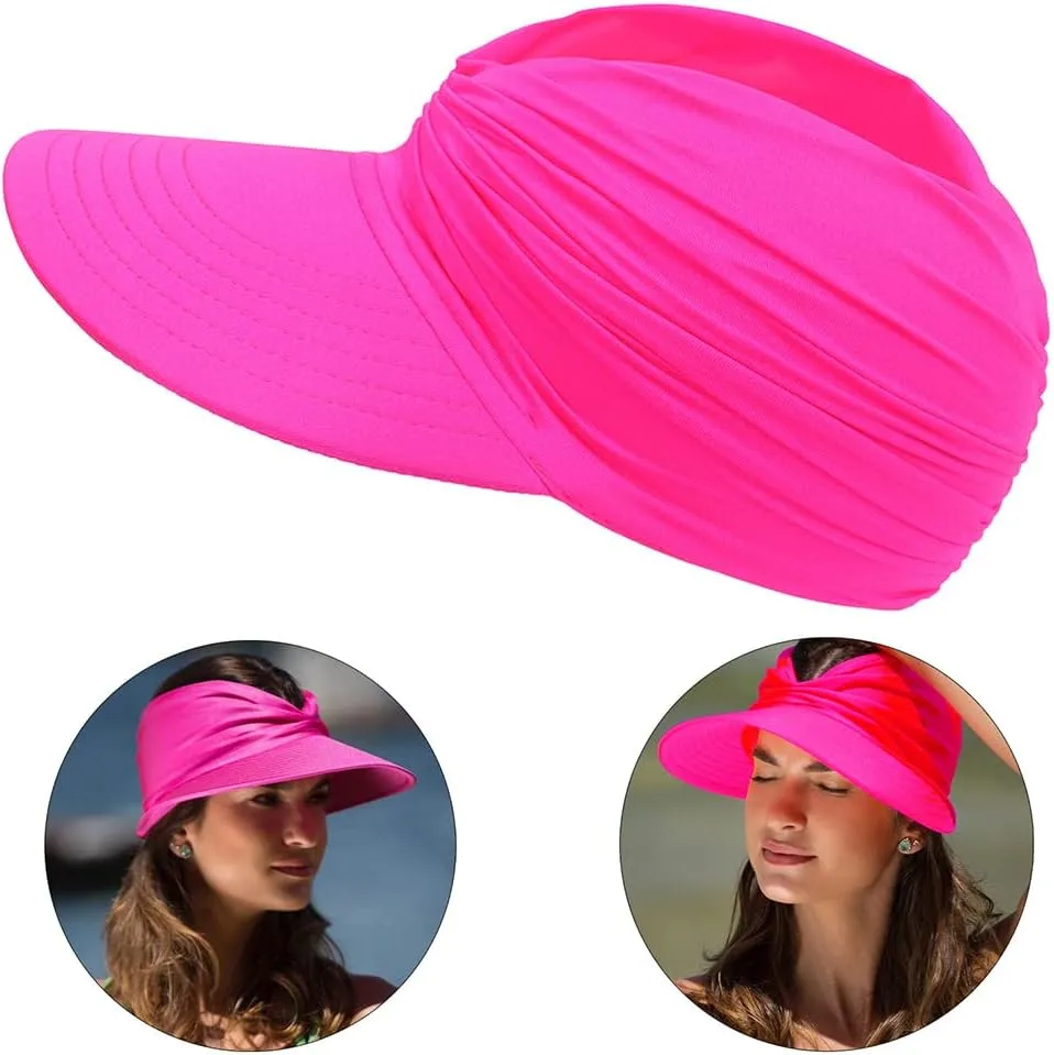Women Visor Ponytail Sun Hat UPF 50  UV Protection Wide Brim Beach Cap Summer Hat Outdoor