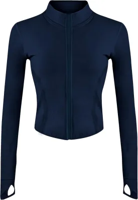 Yeokou Womens Active Zip Up Running Workout Cropped Bbl Athletic Jacket with Thumb Holes